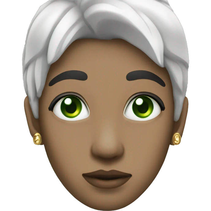 Person black hair white face framing green eyes gold septum gold nose ring  emoji