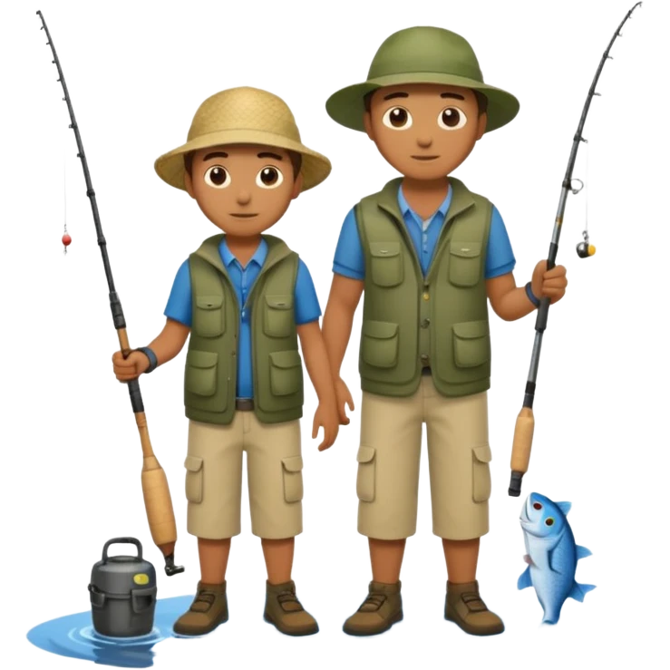 father and son fishing full body emoji