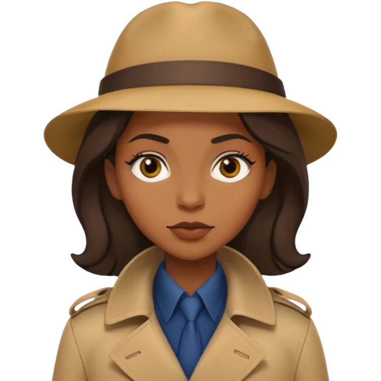 kahverengi trençkotlu kadın zenci dedektif  emoji