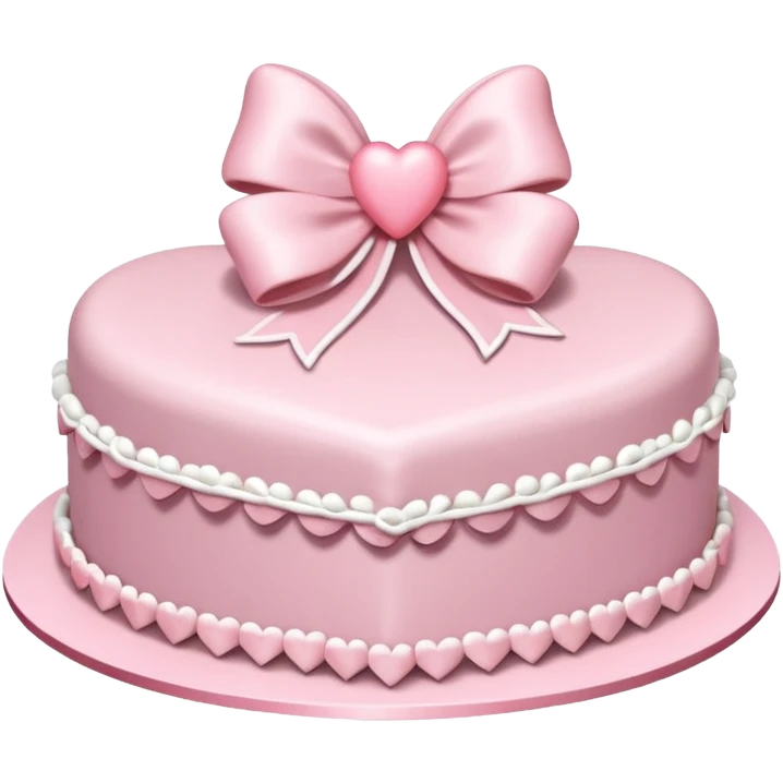 Pastel pink heart shaped cake with fancy icing and bows emoji