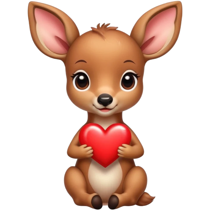 Cute baby deer holding a heart emoji