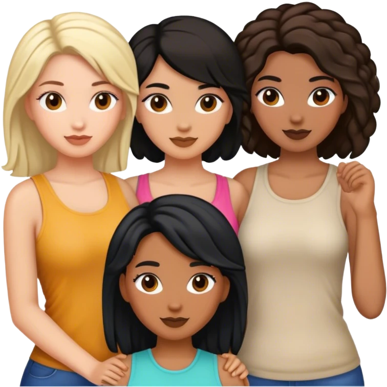  female friends, two are Latin one is black and one is white  emoji