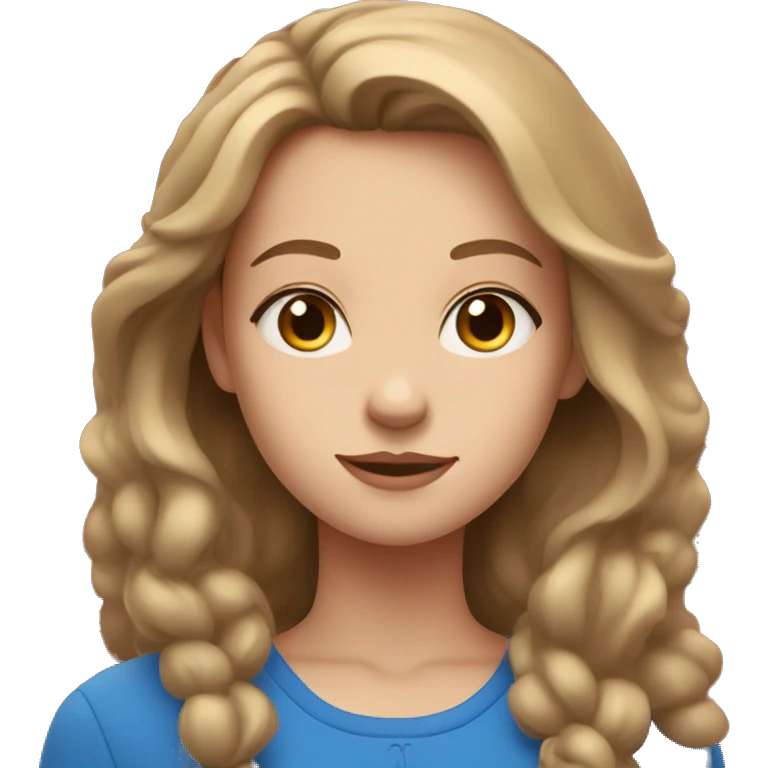 girl with blue eyes and light brown hair against the backdrop of Red Square emoji