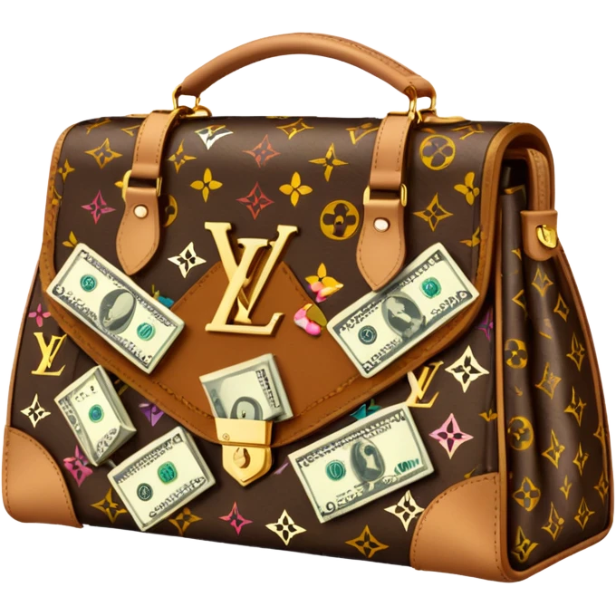 Louis Vuitton purse with dolars emoji