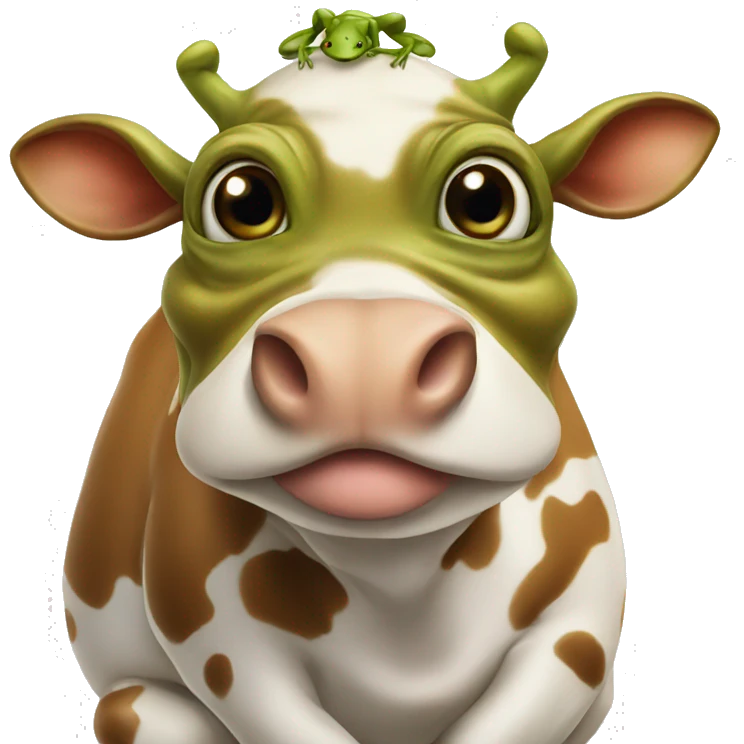 Frog on cow emoji