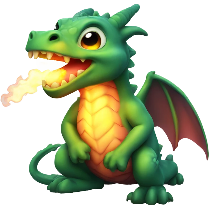 Cute baby dragon snorting fire emoji
