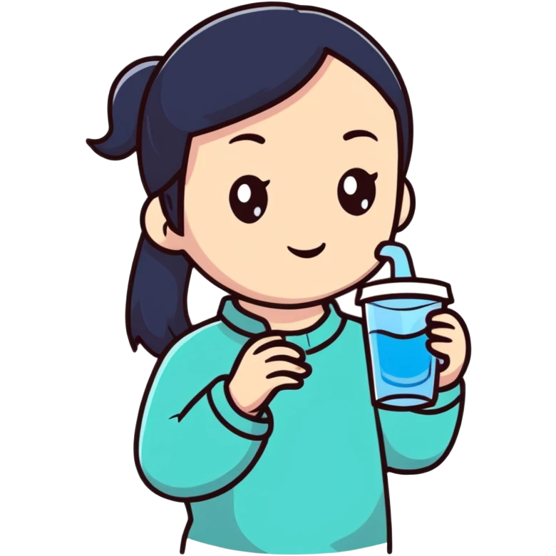 Chinese girl holding a water cup emoji