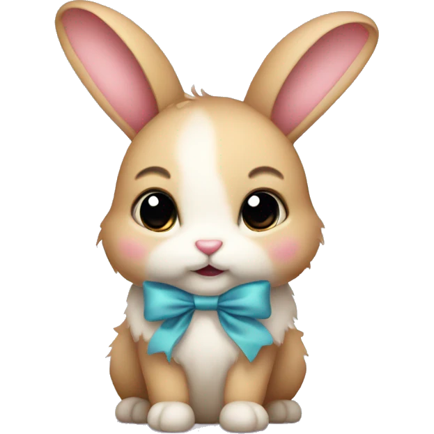 Cute little bunny with bow emoji