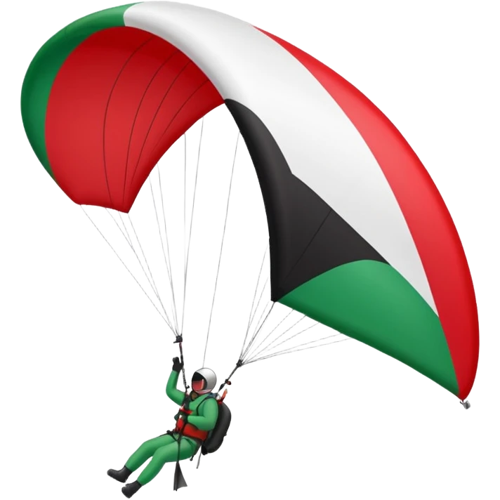 a palestinian flag with a paraglider, respect scrupulously the correct shapes and colours of the palestinian flag, try again emoji