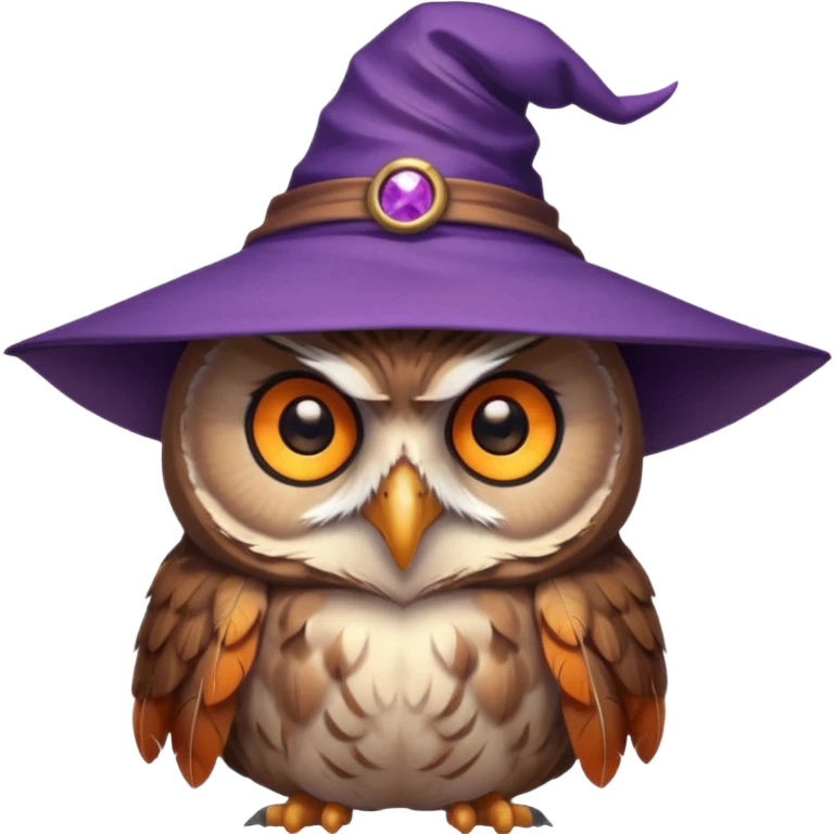 owl wear purple wicth hat emoji