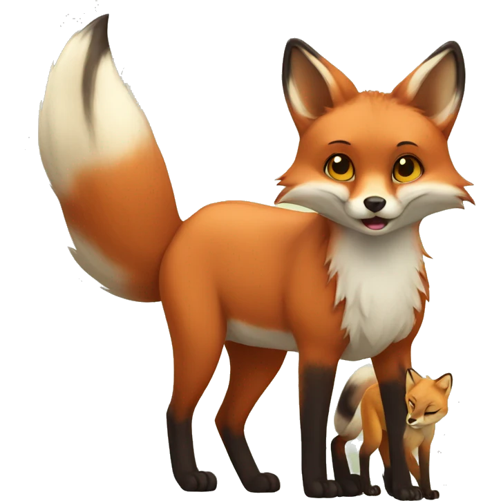 pregnant fox with baby lynx  emoji