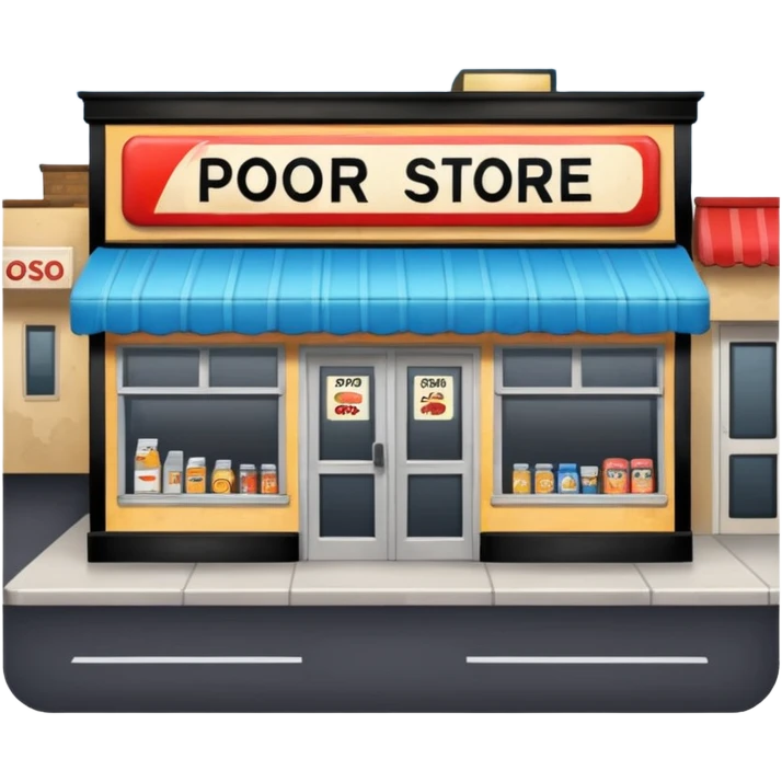Convenience store named poor store and more emoji
