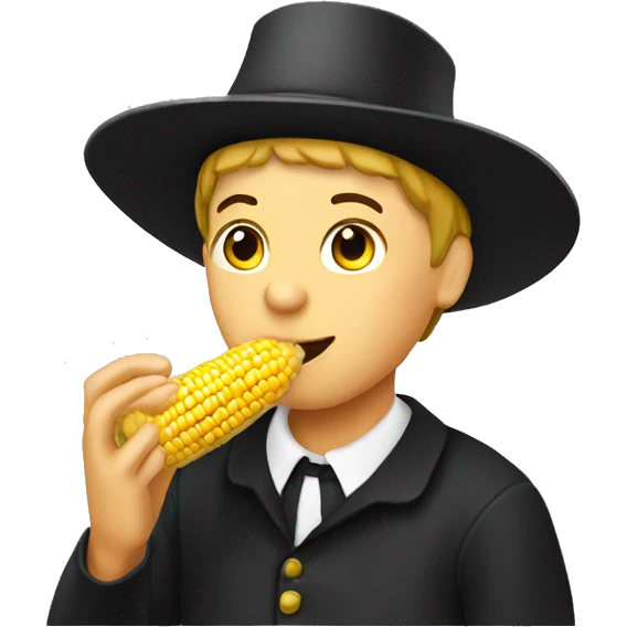 Amish person eating corn emoji