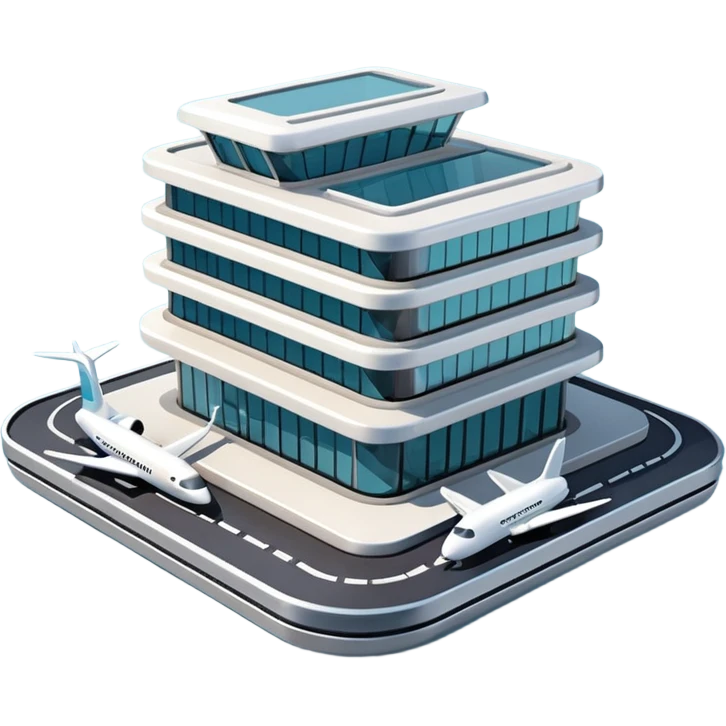3d terminal building, planes emoji