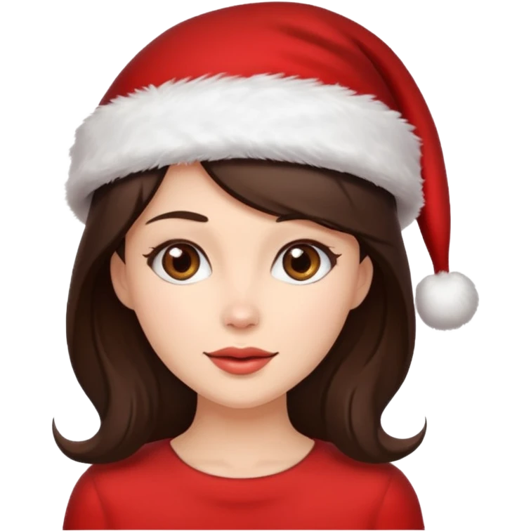 brunette woman with wearing Santa emoji
