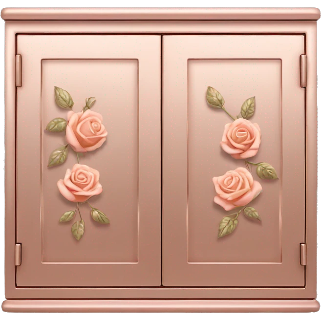 Realistic front facing rose gold hanging cabinets with flower pattern on them. emoji
