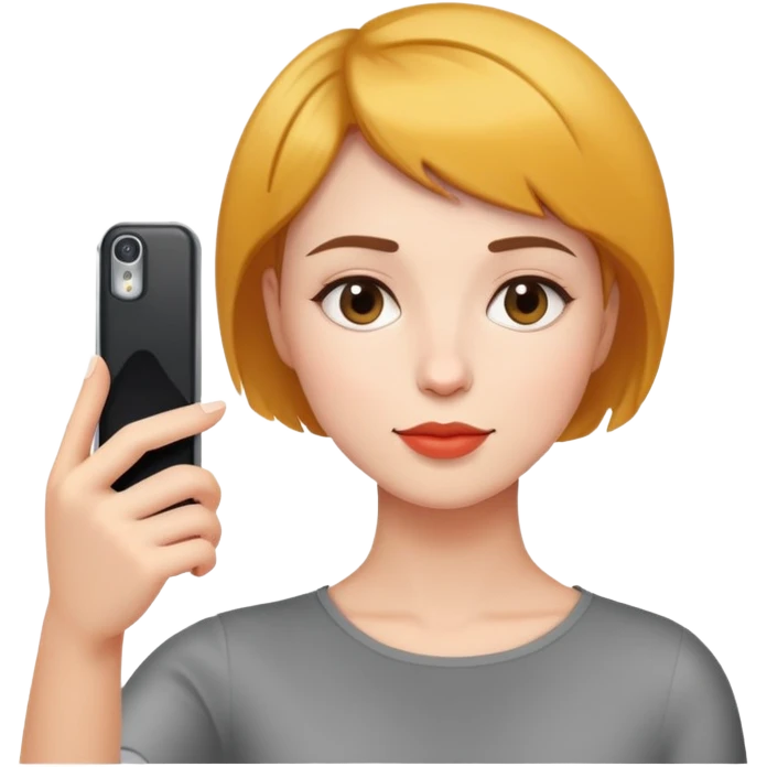 woman taking a selfie, short hair emoji