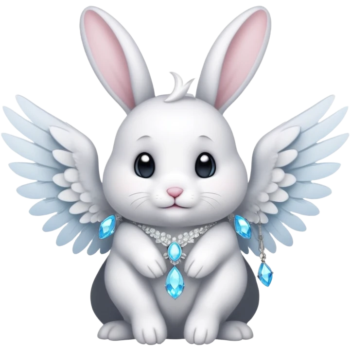 White bunny with wings and with cristals emoji