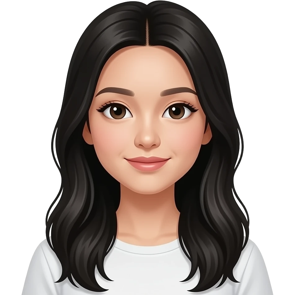 Asian girl long black  hair .long eyelashes  .IOS emoji style emoji