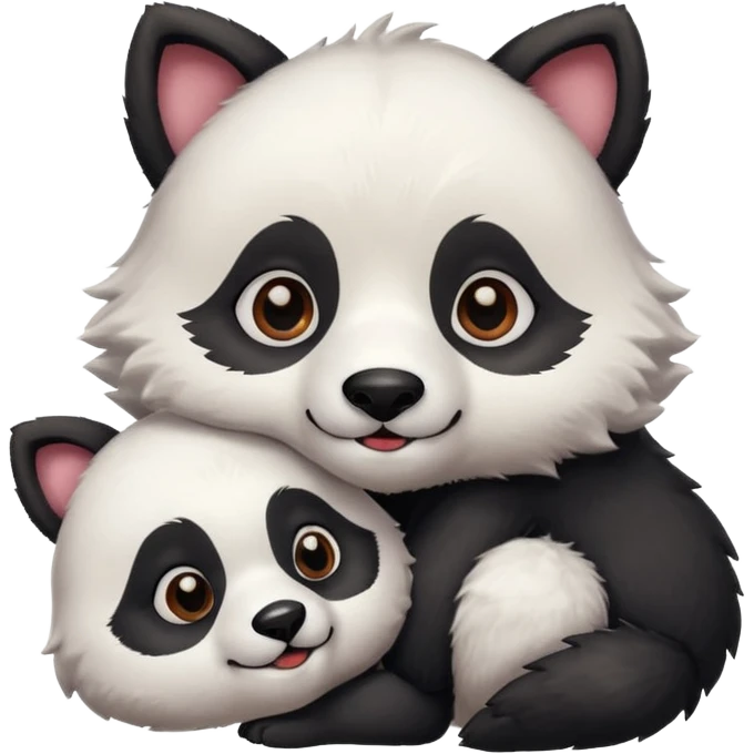 Cute wolf and cute panda in love emoji