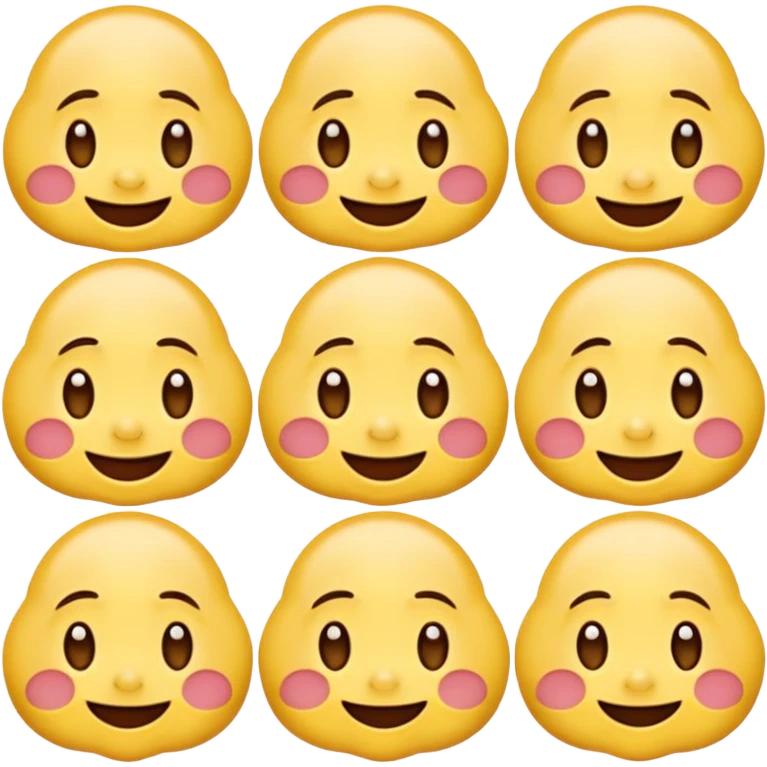 ภาพสร้างอิโมจิขนาด 1:1 ในสไตล์Yuru-Chara styleสร้างทีละ 9 ชิ้น บนภาพเดียวขนาด 16:9 โดยจัดวางแบบเป็นกริด แถวละ 3 ชิ้น ไม่มีส่วนไหนทับกัน มีขอบขาวแบบสติกเกอร์ ดังนี้
1) หน้ายิ้ม 2) หน้าเบื่อโลกมู่ทู่ 3) หน้าร้องให้ แบบน่ารักๆติดงอแง emoji