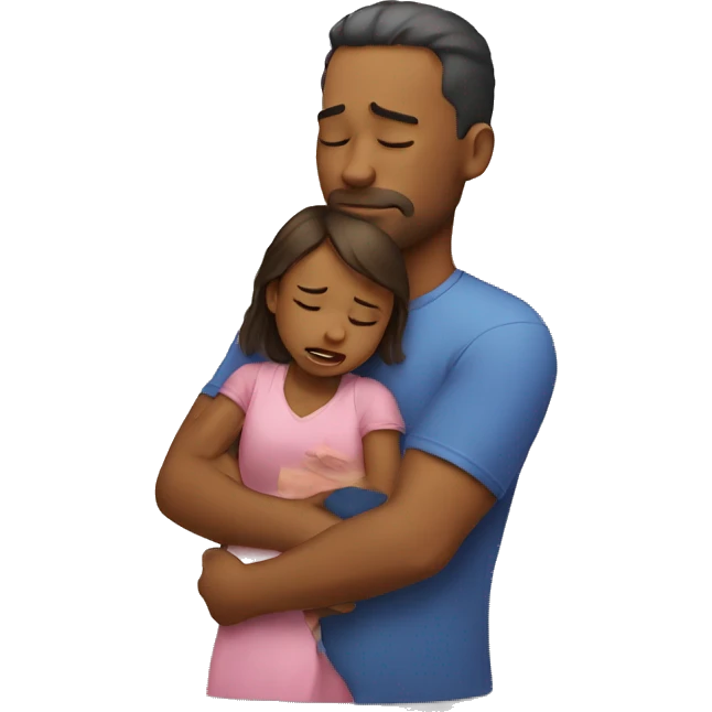 Dad holding crying daughter emoji