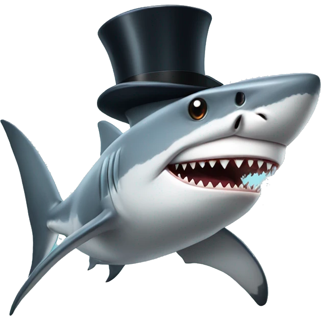 Shark with a top hat emoji