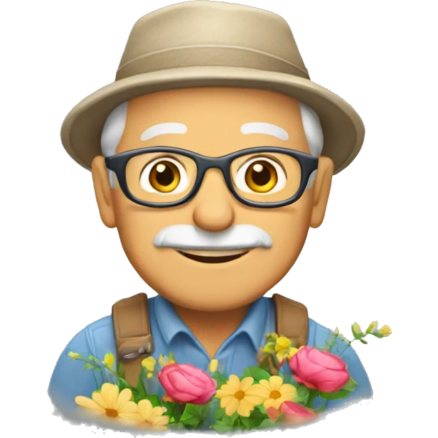 retired gardener with flowers emoji