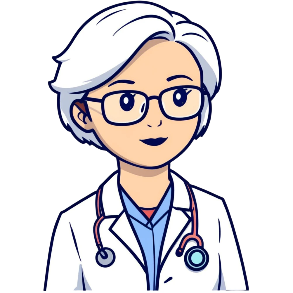 Doctora con gafas bata y fonendo estilo funko emoji