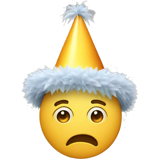 Blank face with a party hat emoji