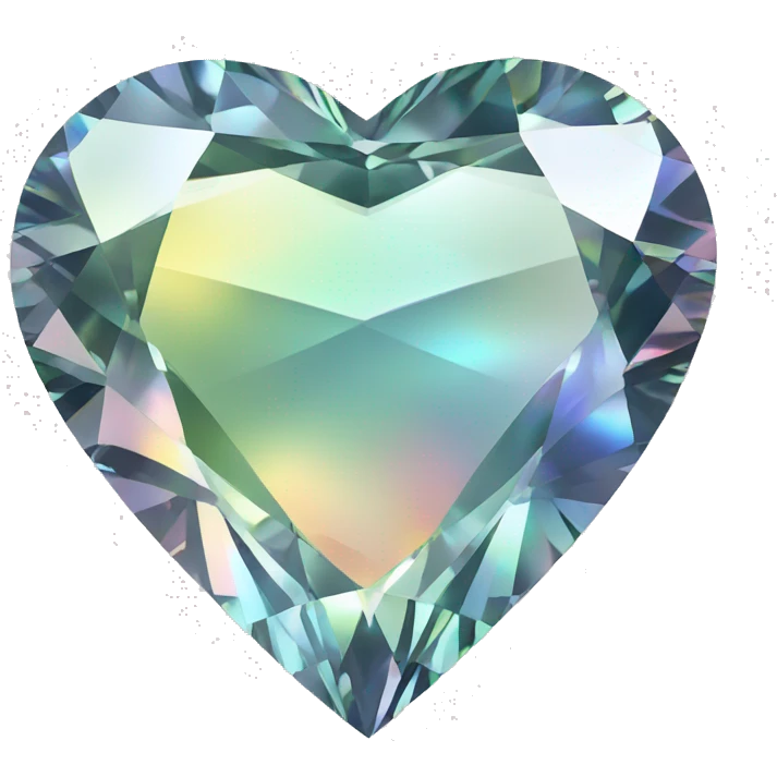 Heart shaped 56-carat iridescent diamond emoji