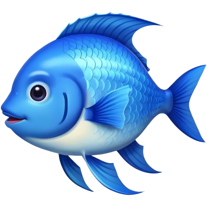 blue happy fish directly from the side looking left opposite emoji