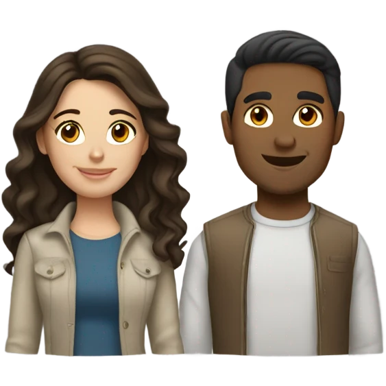 Brunette couple emoji