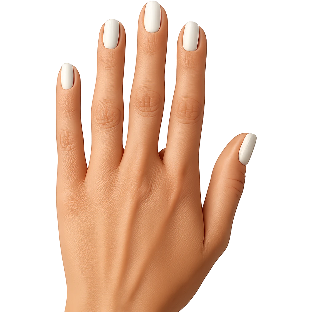 beautiful realistic female hand with five fingers and white manicure emoji