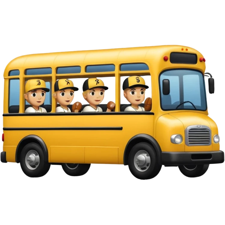 autobus de equipo llevando a egnte de basebal  y un chofer emoji