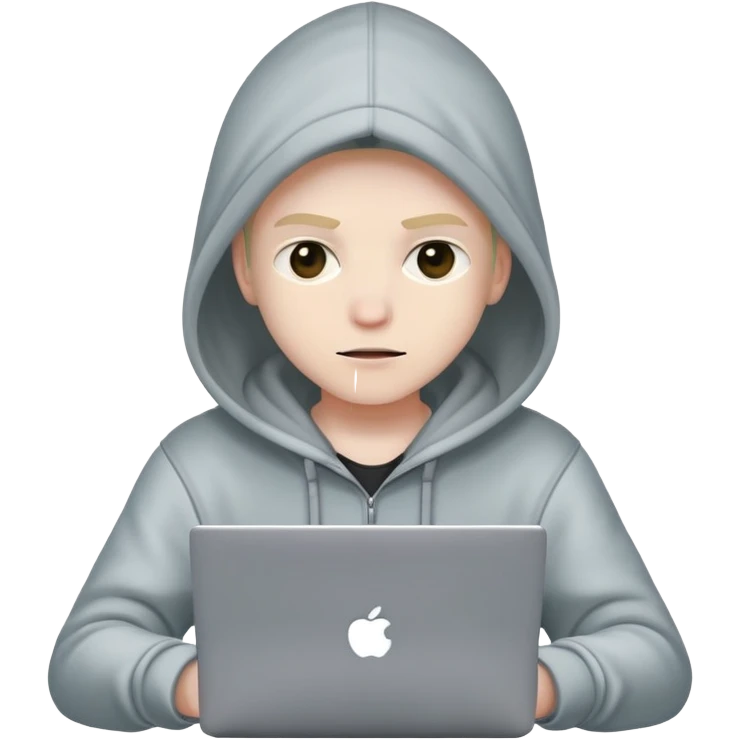 hacker with laptop wearing hoodie emoji