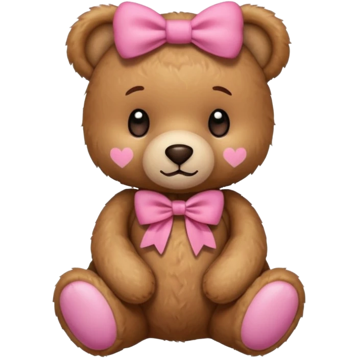 Cute teddy bear with a pink bow. emoji