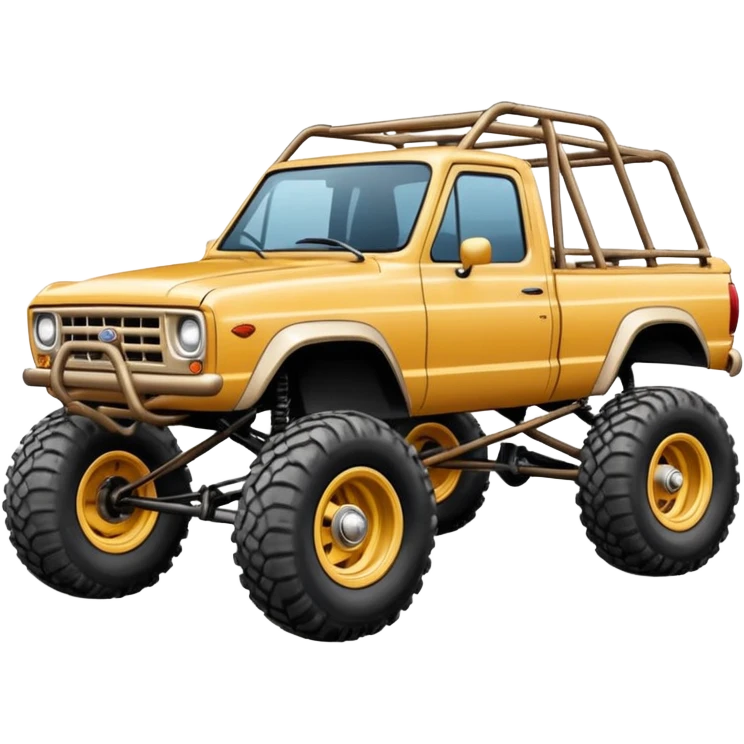 Off road Race truck whose frame and detailed suspension is made of shopping cart material with padded roll cage and antique style handmade bodywork  emoji