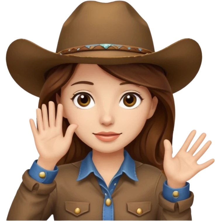 girl with cowboy hat in head grabbing the hat with her hands emoji