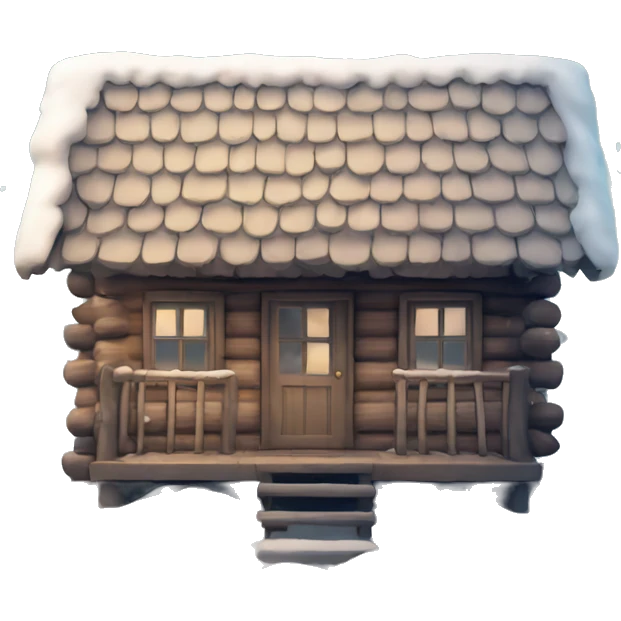 Nordic cabin with snow emoji