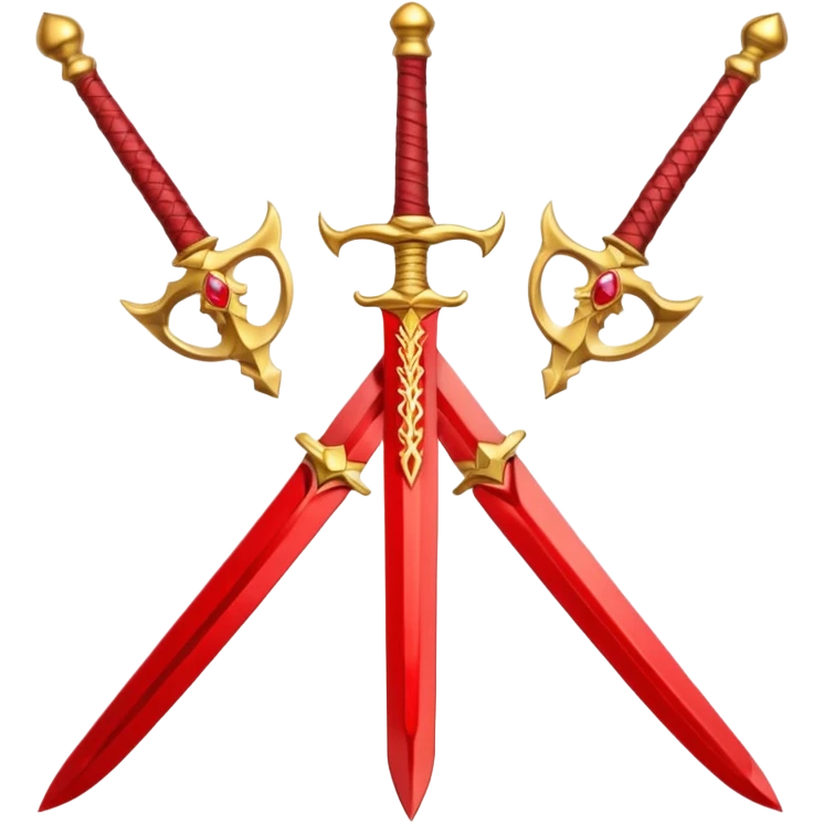 Golden fiery royal two crossed swrods with red gem and golden blade and golden handle emoji