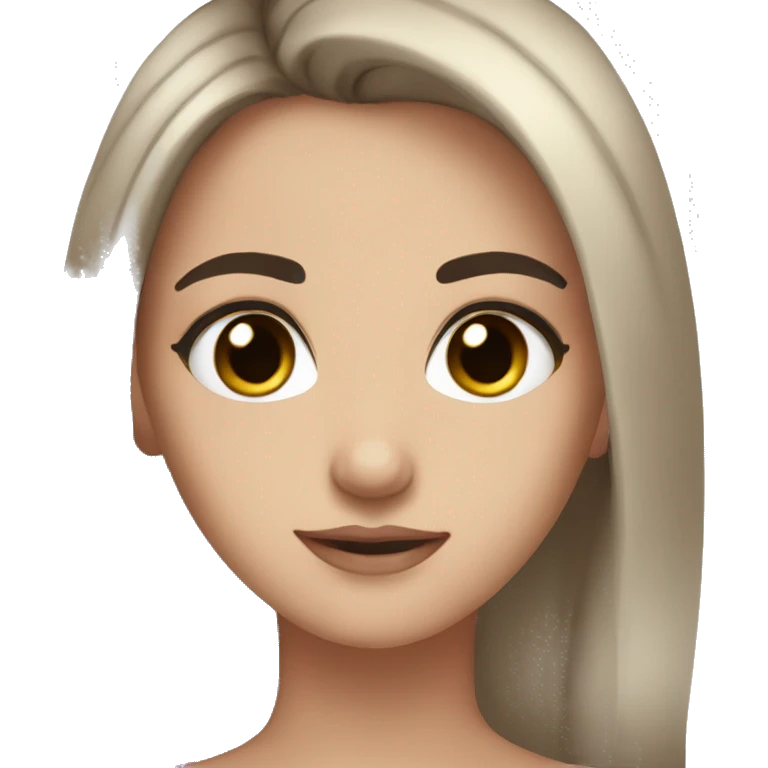 Brown hair brown eyes black eyebrows white girl emoji