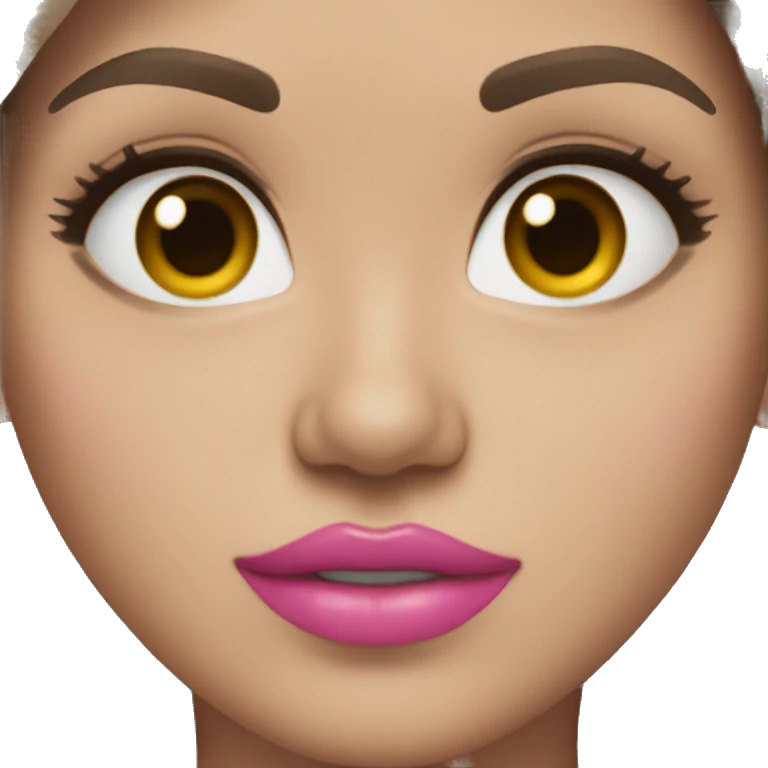 Girl with brown hair and pink lips emoji