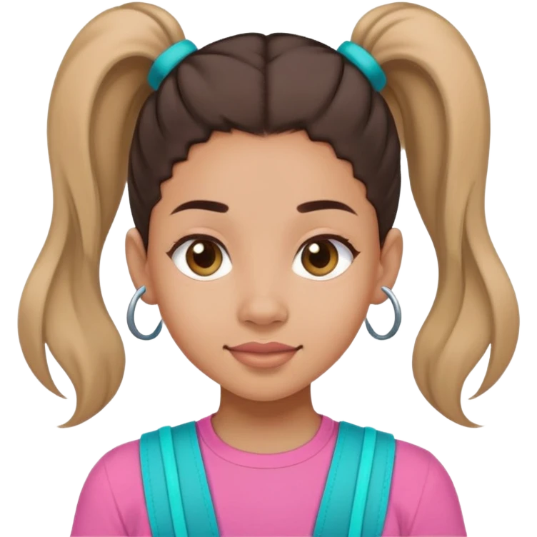 lightskin girl with ponytail wearing pink shirt and teal braces  emoji