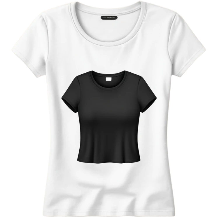 black t-shirt with round neck and short sleeves, women's fitted style, only the clothing item, plain white background emoji