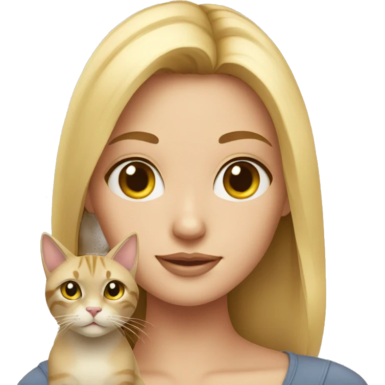 Blonde girl with cat emoji
