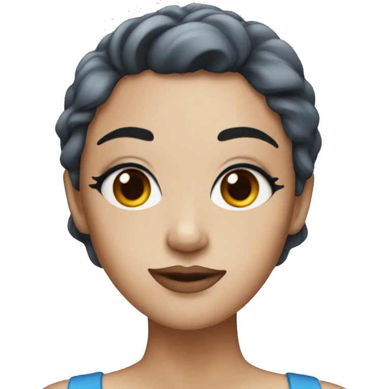 a woman with blue and brown hair and eyeliner on emoji