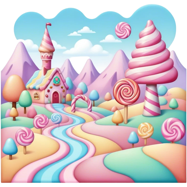candy land  pastel surreal landscape emoji