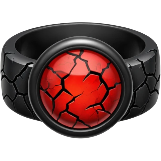 iOS sticker, cursed ring, black shades, red crack, minimal emoji