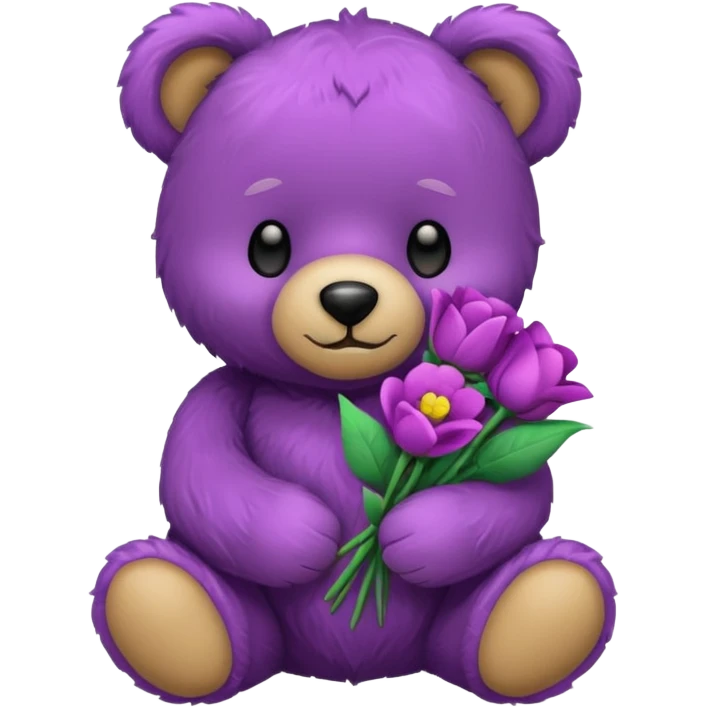 Teddybear Purple with flowers emoji